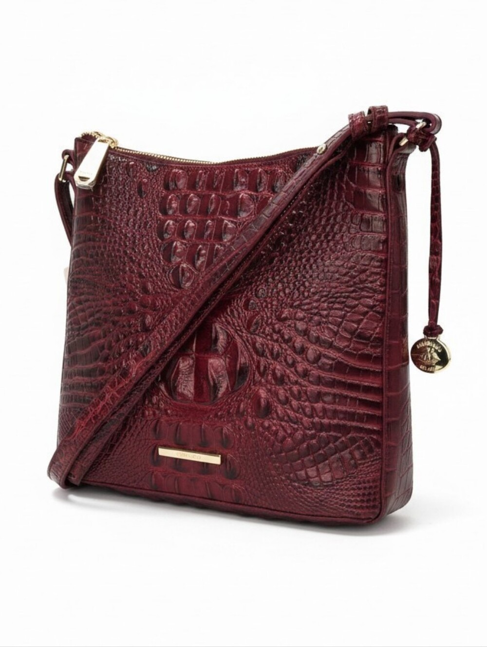💜▪️Brahmin ▪️Katie Trat Melbourne Crossbody Croc Embossed Burgundy